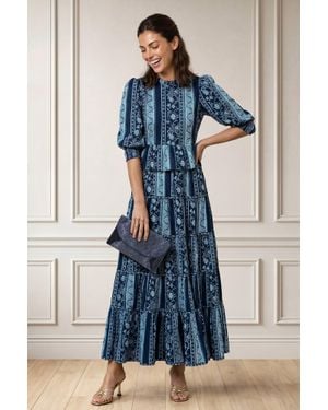 Aspiga Sustainable Moxi Peplum Maxi Dress Wedding Guest Occasion/Light - Blue
