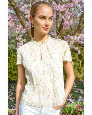 Aspiga Sustainable Rhs Caped Sleeve Blouse Summer Holiday Cream - Natural