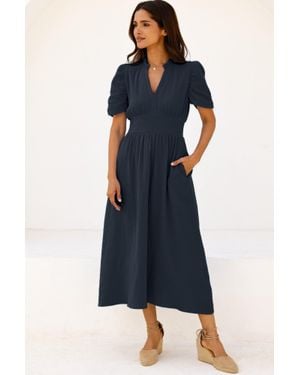Aspiga Ladies Sustainable Esha Cheesecloth Cotton Dress - Blue