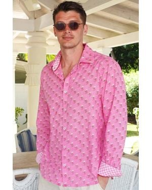 Aspiga Sustainable Printed Cotton Shirt Pattern Summer Holiday - Pink