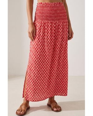 Aspiga Ladies Sustainable Brady Viscose Crinkle Printed Skirt - Red