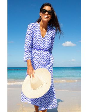 Aspiga Ladies Sustainable Hayden Organic Cotton Dress Ikat Summer Holiday Beach Cover Up - Green