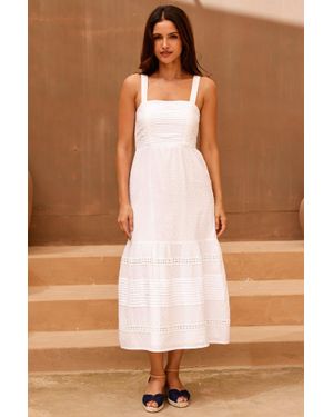 Aspiga Sustainable Cotton Dobby Marielle Dress Summer Holiday - Brown