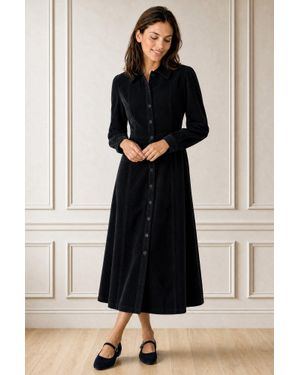 Aspiga Ethical Ladies A-Line Cord Dress, Office Wear - Black