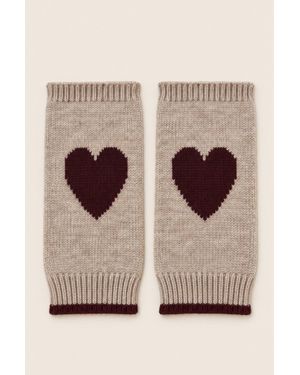 Aspiga Sustainable Ladies Merino Wool Fingerless Heart Gloves - Natural