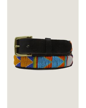 Aspiga Sustainable Kenyan Beaded Maasai Belt Leather And Glass Beads Triangle - Black
