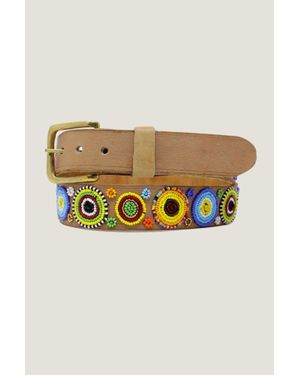 Aspiga Sustainable Kenyan Beaded Maasai Circles Belt Leather And Glass Beads - Multicolour