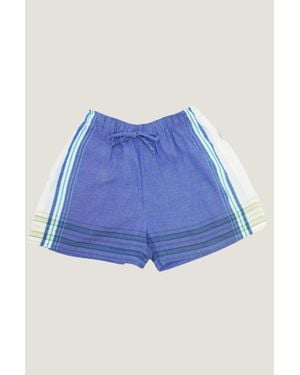 Aspiga Sustainable Kikoy Shorts Summer Holiday Beach Side Stripe - Blue