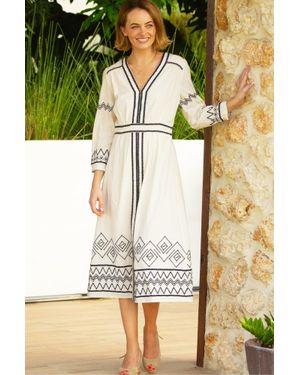 Aspiga Sustainable Jamila Embroidered Organic Cotton Dress Summer Holiday Beach Cover Up - Green
