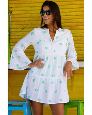 Aspiga Sustainable Cristina Embroidered Kaftan Organic Cotton Summer Holiday Embroidery - Yellow