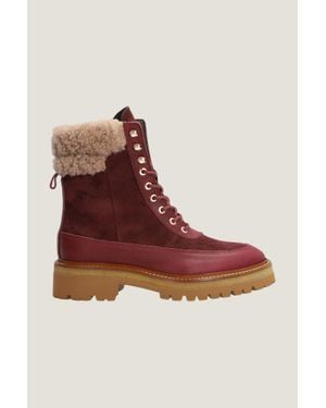 Alpe Aspiga Ethical Lace Up Nordic Bovine Leather And Suede Boots - Red