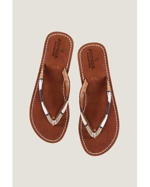 Aspiga Sustainable Kenyan Beaded Naisha Sandals Leather And Glass Beaded - Brown