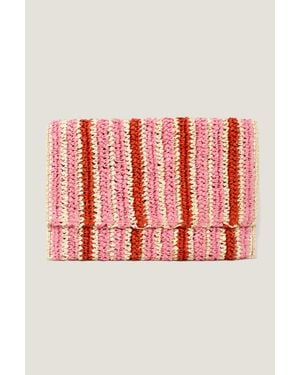 Aspiga Ladies Sustainable Amalfi Raffia Stripe Clutch Natural - Red