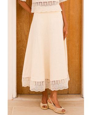 Aspiga Sustainable Linen Lace Co-Ord Skirt Summer Holiday Occasion Skirt Ecru - Multicolor