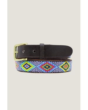 Aspiga Ladies Sustainable Leather Beaded Multicolour Mosi Belt - Black
