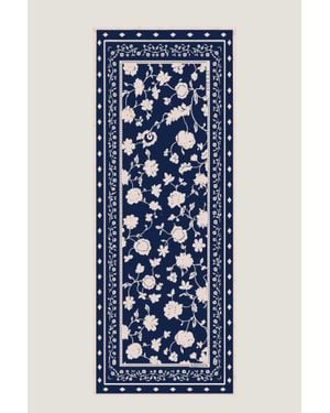 Aspiga Sustainable Floral Print Cotton Scarf 70Cm X 180Cm Cream - Blue
