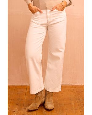 Aspiga Ladies Sustainable Wide Leg Cropped Jeans Ecru Cream - Brown