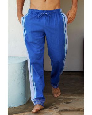 Aspiga Sustainable 100% Cotton Kenyan Kikoy Trousers - Blue