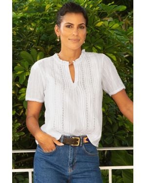 Aspiga Sustainable Vienna Short Sleeve Cotton Blouse Summer - Green