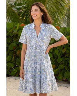 Aspiga Sustainable India Printed Mini Dress Summer Holiday 100% Cotton - Green