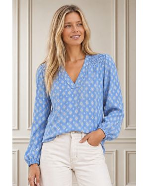 Aspiga Sustainable Clea Crinkle Blouse Summer 100% Viscose - Blue