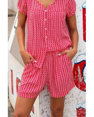 Aspiga Ladies Sustainable Cora Shorts Viscose Summer Holiday Co Ord - Red