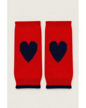 Aspiga Sustainable Ladies Merino Wool Fingerless Heart Gloves - Red