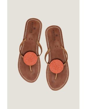 Aspiga Sustainable Leather And Glass Beaded Handmade Sandals - Multicolor