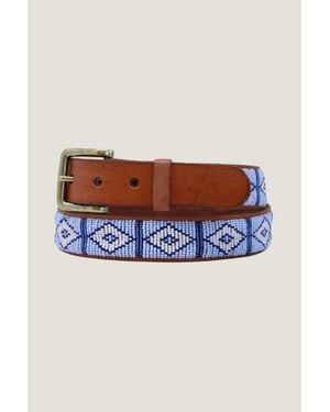 Aspiga Sustainable Kenyan Fully Beaded Belt Leather And Glass Beads Triangle Sky - Blue