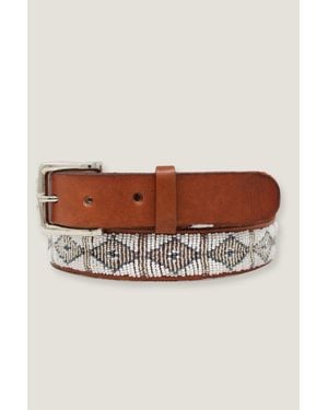 Aspiga Sustainable Leather Glass Beads Handmade Kenyan Maasai Belt - Brown