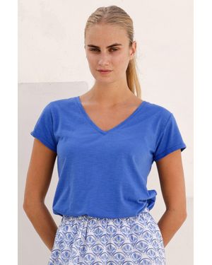 Aspiga Sustainable V-Neck T- Shirt Summer Holiday - Blue
