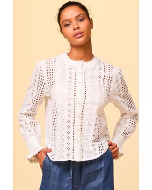 Aspiga Ladies Sustainable Quinn Cotton Blouse Broderie Anglaise - Natural