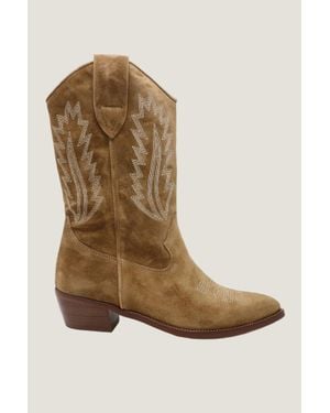 Alpe Aspiga Ladies Sustainable Camilla Cowboy Boots Leather Suede 37-41 - Brown