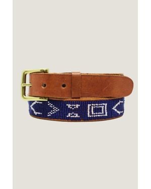Aspiga Ladies Sustainable Leather Beaded Village Belt - Blue