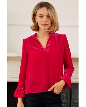 Aspiga Ladies Ethical Astrid Velvet V-Neck Fluttered Sleeve Top