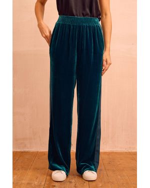 Aspiga Sustainable Velvet Side Stripe Viscose Pants Autumn Winter Graduation Co-Ord - Blue