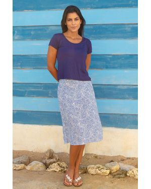 Aspiga Sustainable Tilda Crinkle Midi Skirt Summer Holiday 100% Viscose - Blue