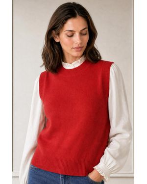 Aspiga Sustainable Merino Wool Knitted Short Tank, Luxury Knitwear - Red