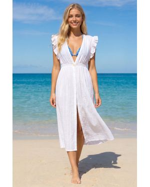 Aspiga Sustainable Lou Wrap Kaftan Summer Holiday Beach Cover Up - Blue