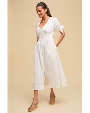 Aspiga Ladies Sustainable Olga Cotton Cheesecloth Dress Summer Short Sleeve - Natural