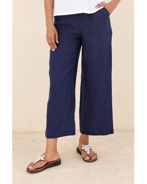 Aspiga Ladies Sustainable Wide Leg Cropped Trousers Summer Holiday - Blue