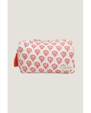 Aspiga Sustainable Medium Wash Bag Padded Block Print Hot Floral Gifting - Pink