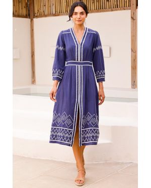 Aspiga Sustainable Jamila Embroidered Organic Cotton Dress Winter - Purple