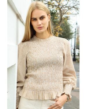 Aspiga Liyana Seercucker Smocked Top - Natural