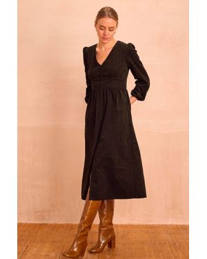 Aspiga Ladies Sustainable Marianne Corduroy Cotton Dress Everyday - Black