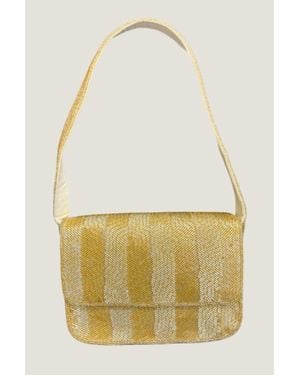 Aspiga Ladies Sustainable Beaded Crossbody Shoulder Bag Jute Stripe - Natural