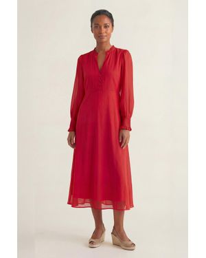 Aspiga Sustainable Plain V Neck Chiffon Dress - Green