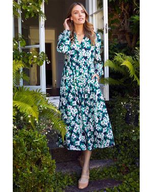 Aspiga Ladies Sustainable Claudine Dress Viscose Floral Cream - Black