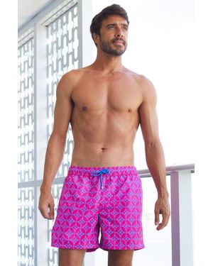 Aspiga Sustainable Recycled Swim Short Summer Beach Holiday Geo Pattern - Purple