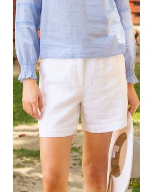 Aspiga Ethical Alexandra Short Linen Shorts Summer Holiday - White